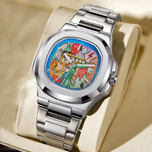 Waterproof Quartz Watch Square Retro Watch Calendar Function for Men Light Luxury Brand Genuine Gift 2025 New Alloy Steel Strap