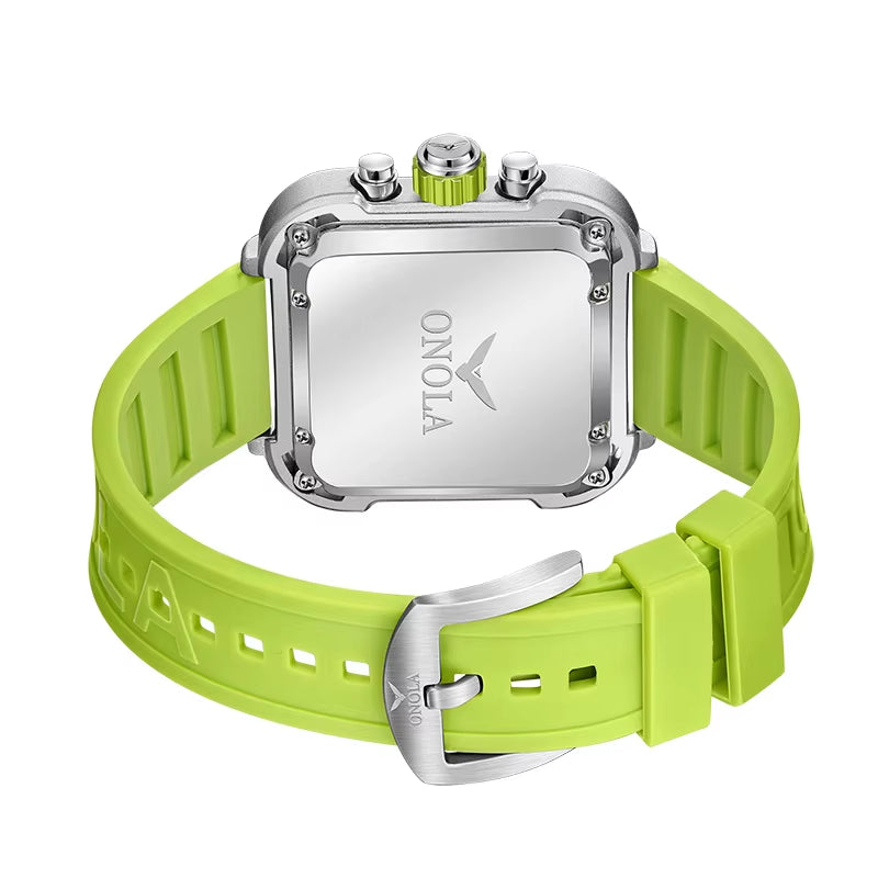 Fashion Men Watch Brand  Unique Square Design Luxury Quartz Sports Tape Watches Men Waterproof