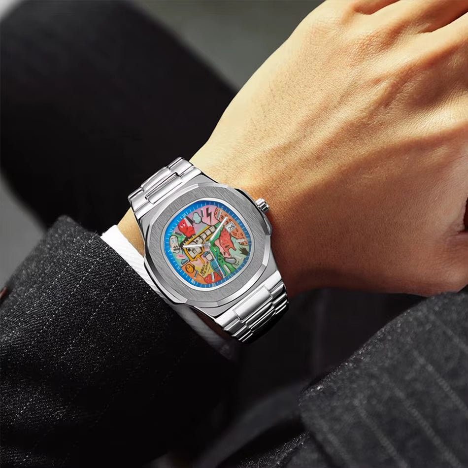 Waterproof Quartz Watch Square Retro Watch Calendar Function for Men Light Luxury Brand Genuine Gift 2025 New Alloy Steel Strap