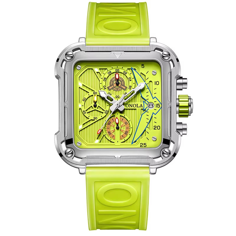 Fashion Men Watch Brand  Unique Square Design Luxury Quartz Sports Tape Watches Men Waterproof