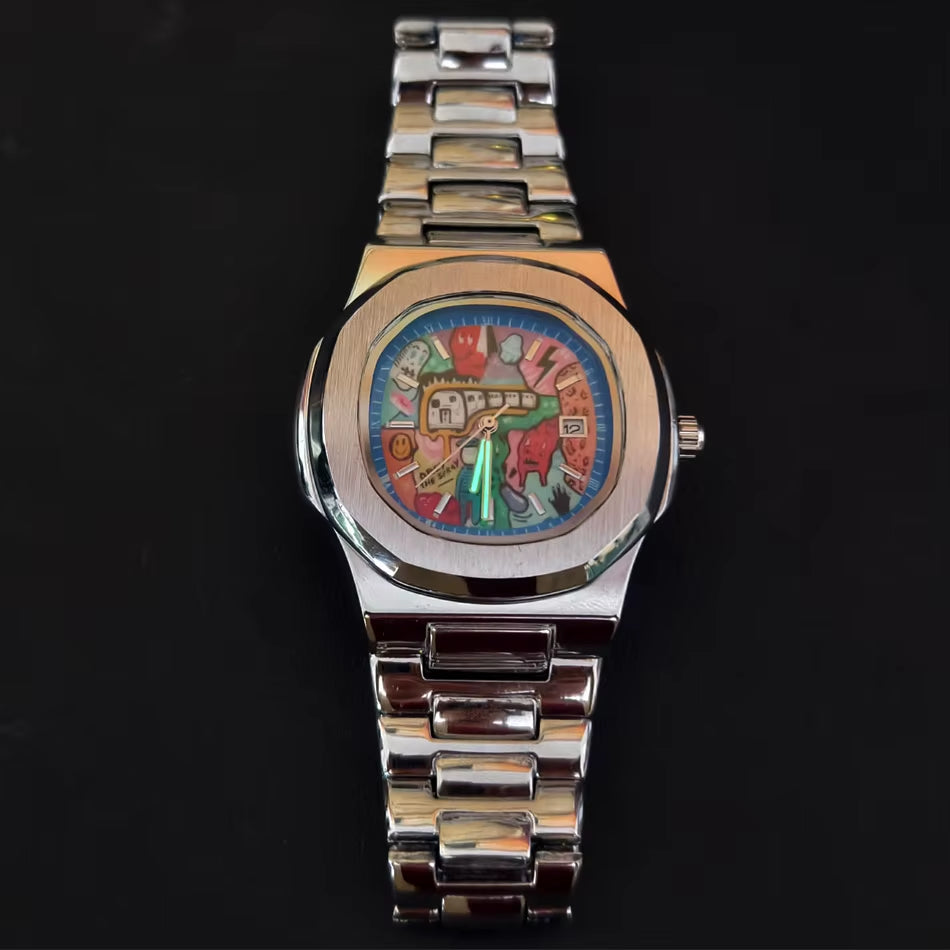 Waterproof Quartz Watch Square Retro Watch Calendar Function for Men Light Luxury Brand Genuine Gift 2025 New Alloy Steel Strap